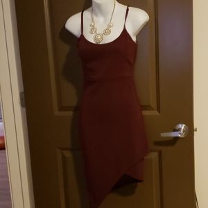Dark Red sexy mini wrap dress